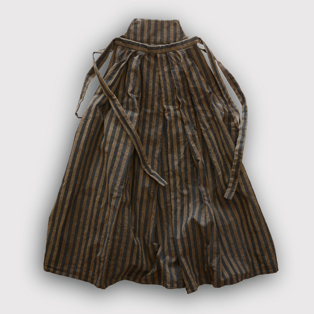 Vintage Japanese child-size andon hakama, striped cotton fabric, mid-Showa era
