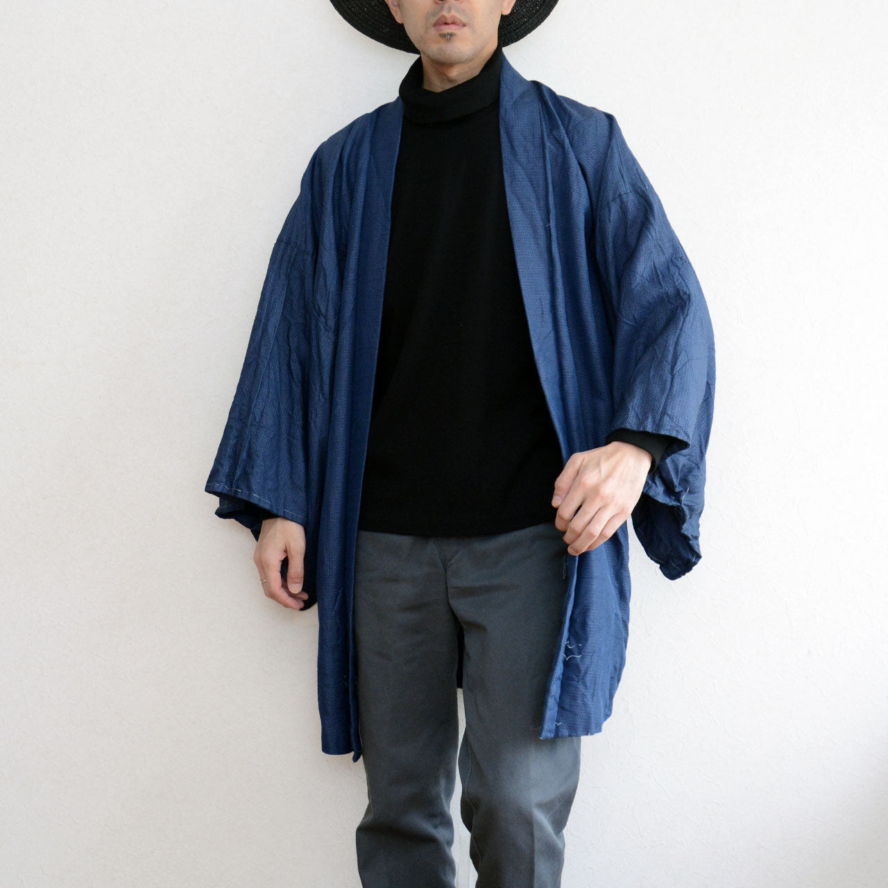Vintage Japanese haori jacket with tiger motif lining fabric