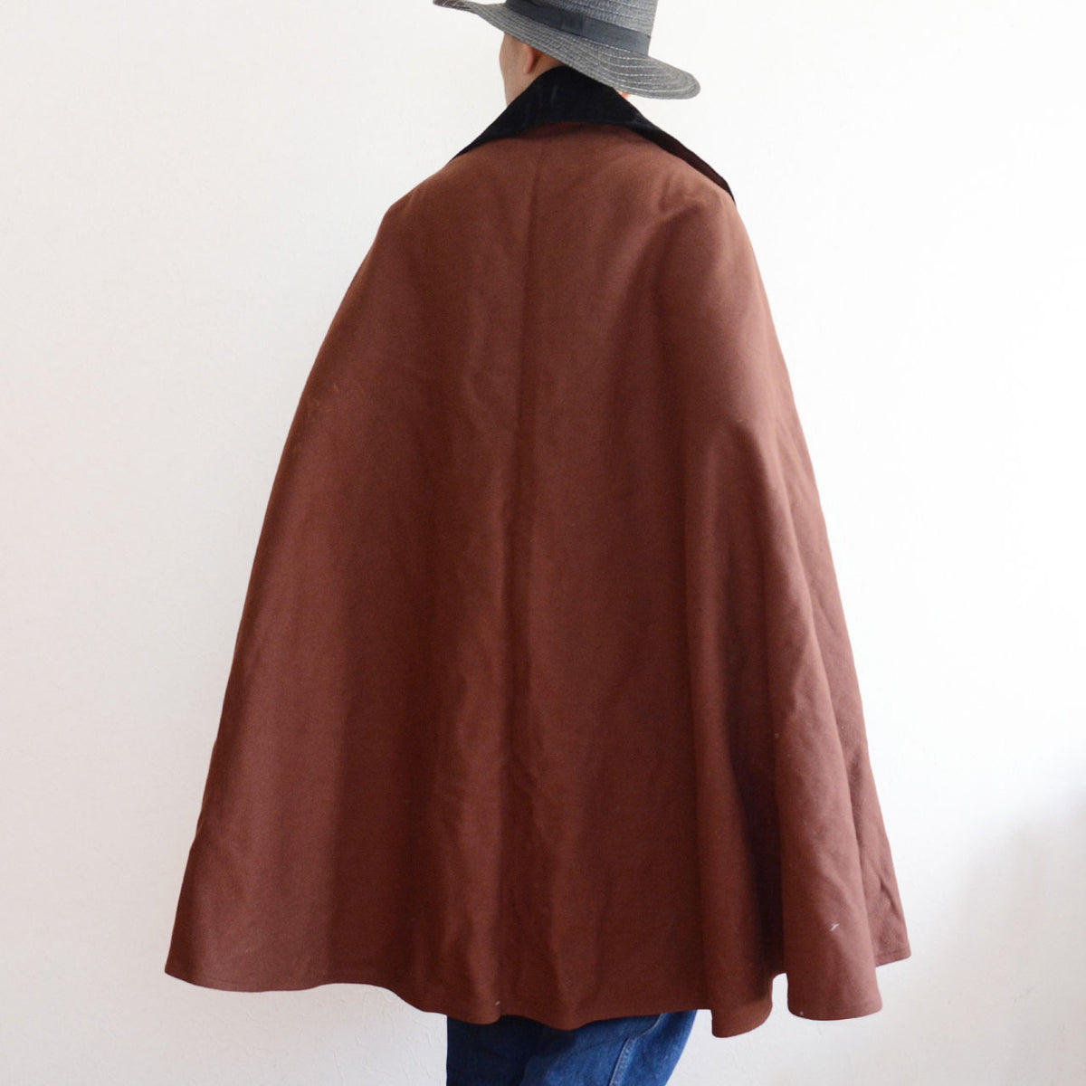Japanese vintage mantle with soft aged wool and naturally expressive drape