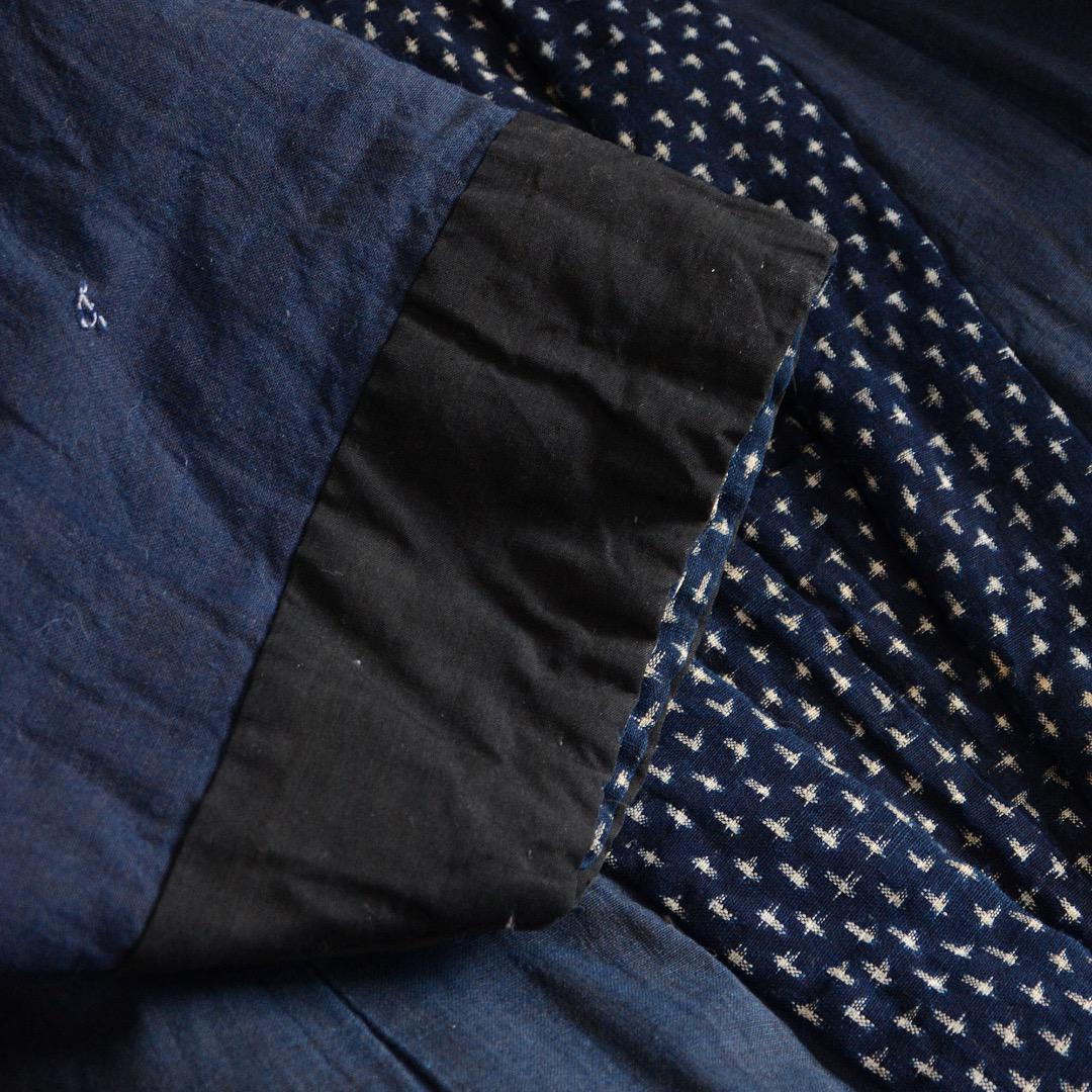 Kimono Padded Jacket Tanzen Indigo Japanese Fabric Cotton Kasuri Pattern Vintage
