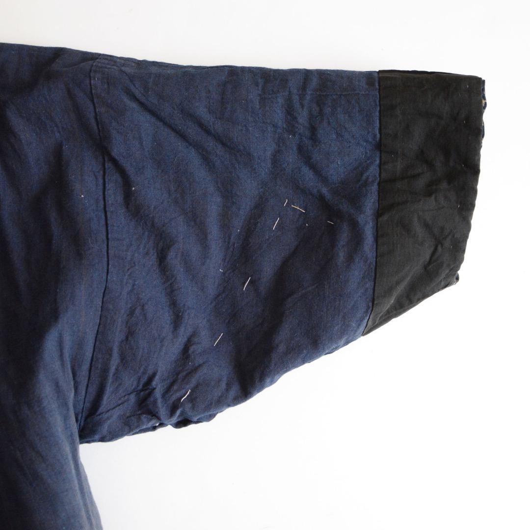 Kimono Padded Jacket Tanzen Indigo Japanese Fabric Cotton Kasuri Pattern Vintage