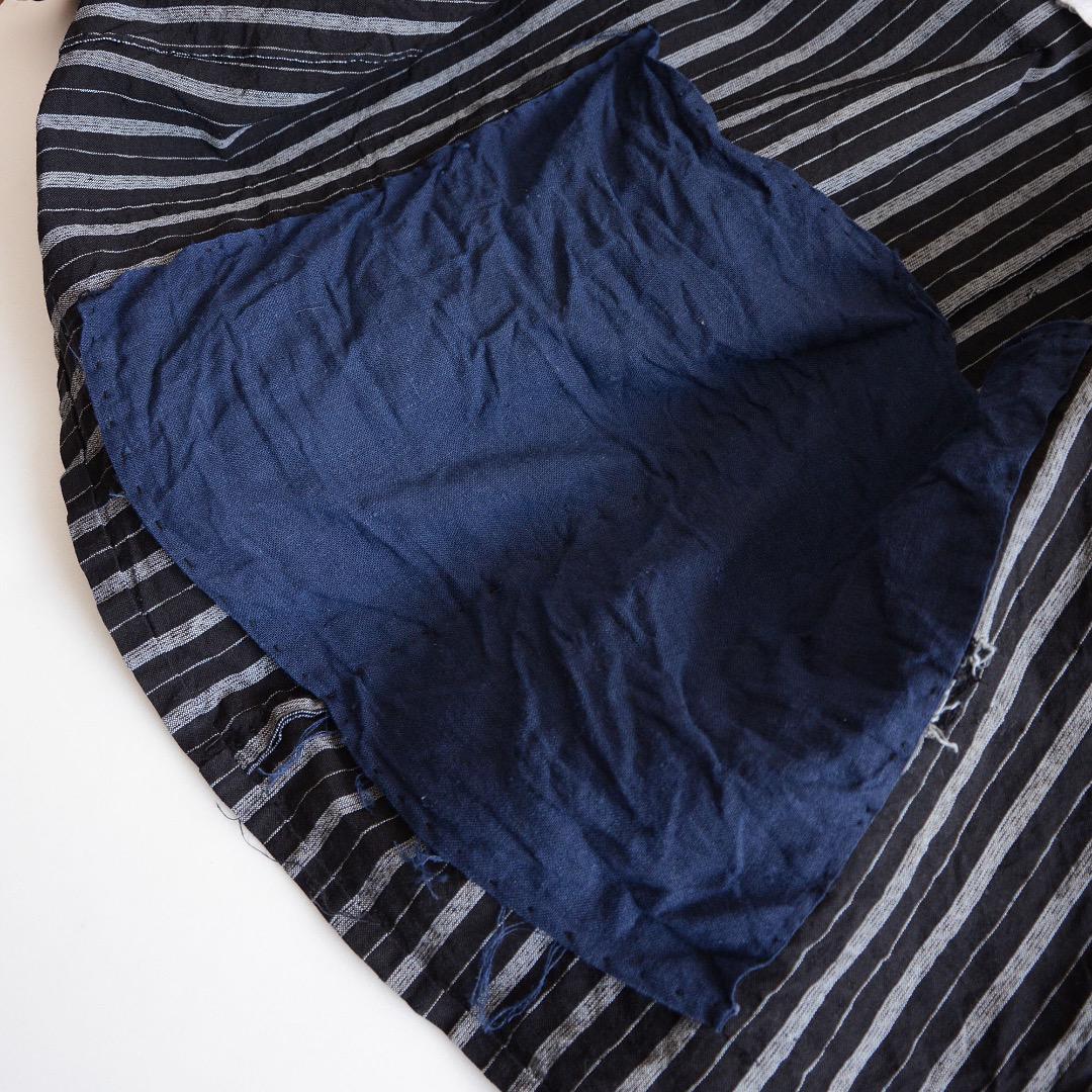 Noragi Jacket Kimono Japanese Fabric Cotton Vintage Black Stripe Pattern