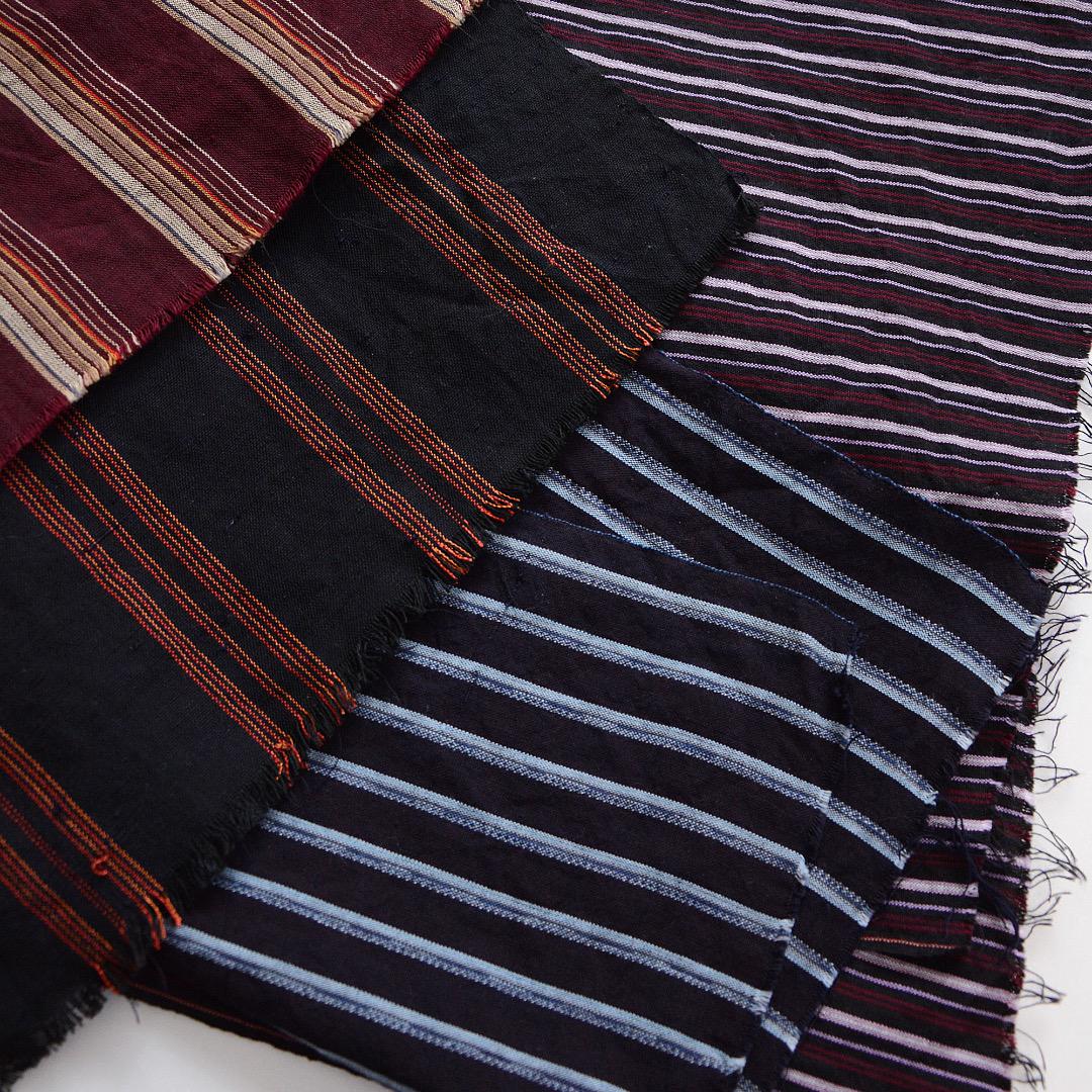 Japanese Fabric Scraps Cotton Stripe Pattern Vintage Set of 5