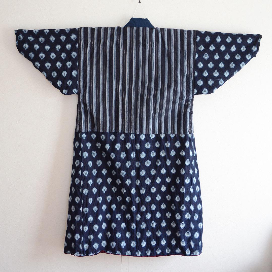 Kimono Robe Long Crazy Pattern Japanese Fabric Cotton Vintage Stripe Pattern Indigo Kasuri etc
