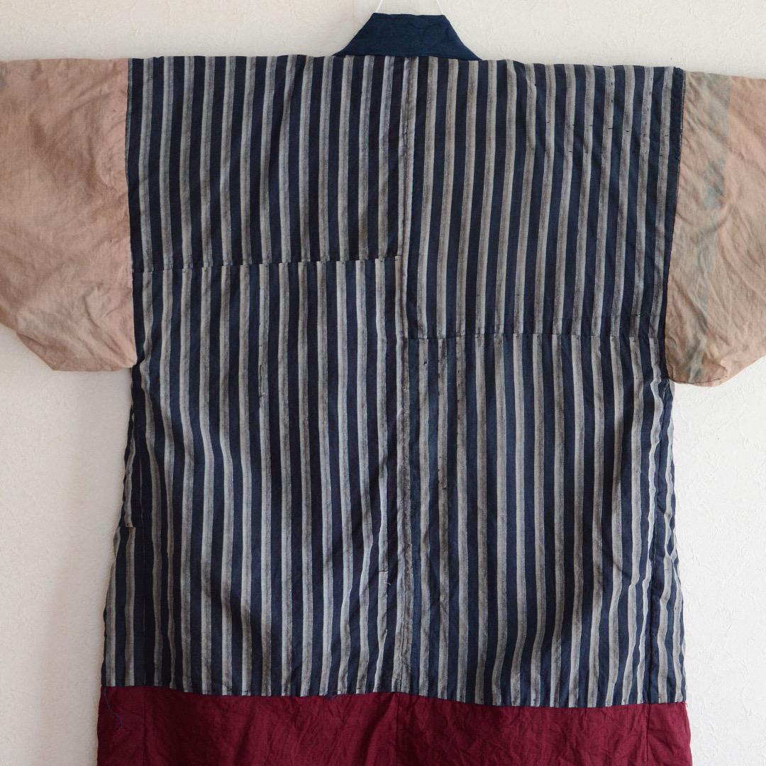 Kimono Robe Long Crazy Pattern Japanese Fabric Cotton Vintage Stripe Pattern Indigo Kasuri etc