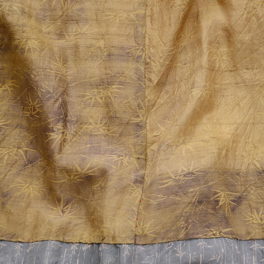 Juban Kimono Robe Long Jacket Crazy Pattern Leaf Pattern Japanese Fabric Vintage