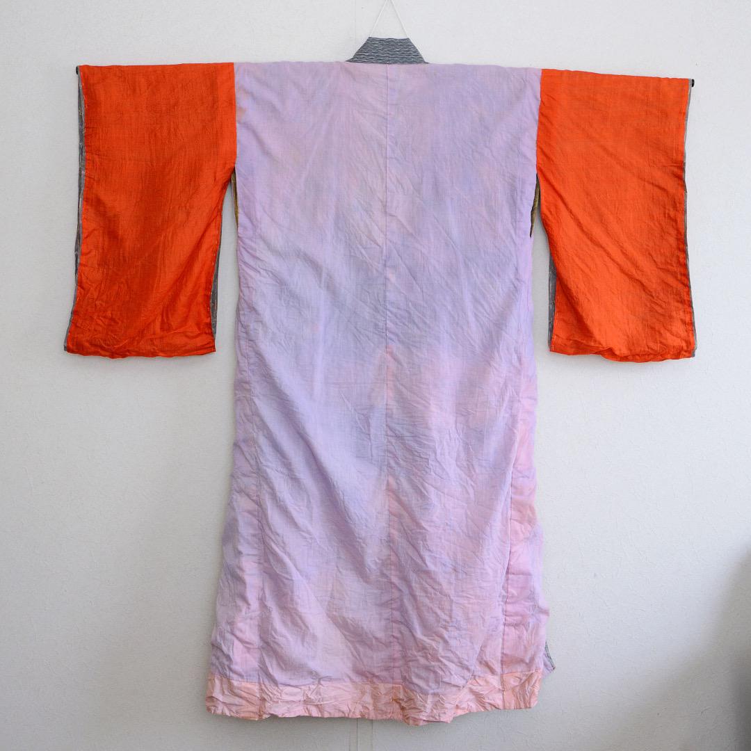 Juban Kimono Robe Long Jacket Crazy Pattern Leaf Pattern Japanese Fabric Vintage