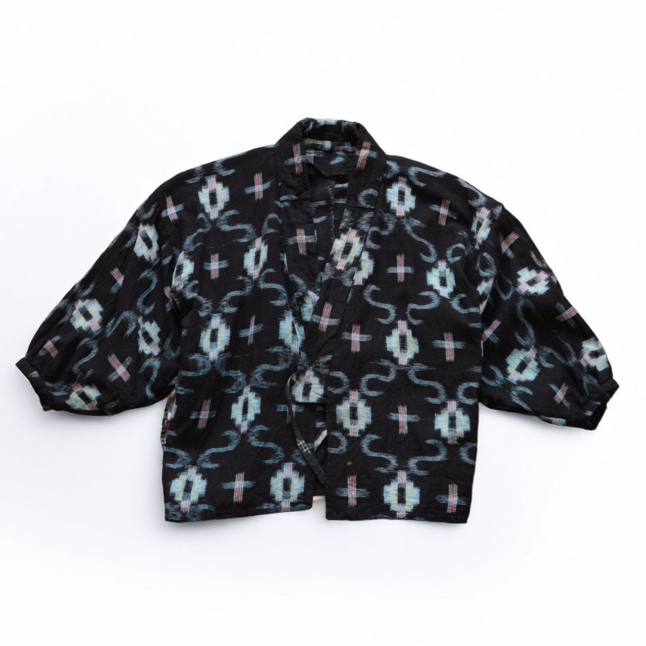 Noragi Jacket Dark Navy Cross Kasuri Ikat Cotton Uwappari — Showa