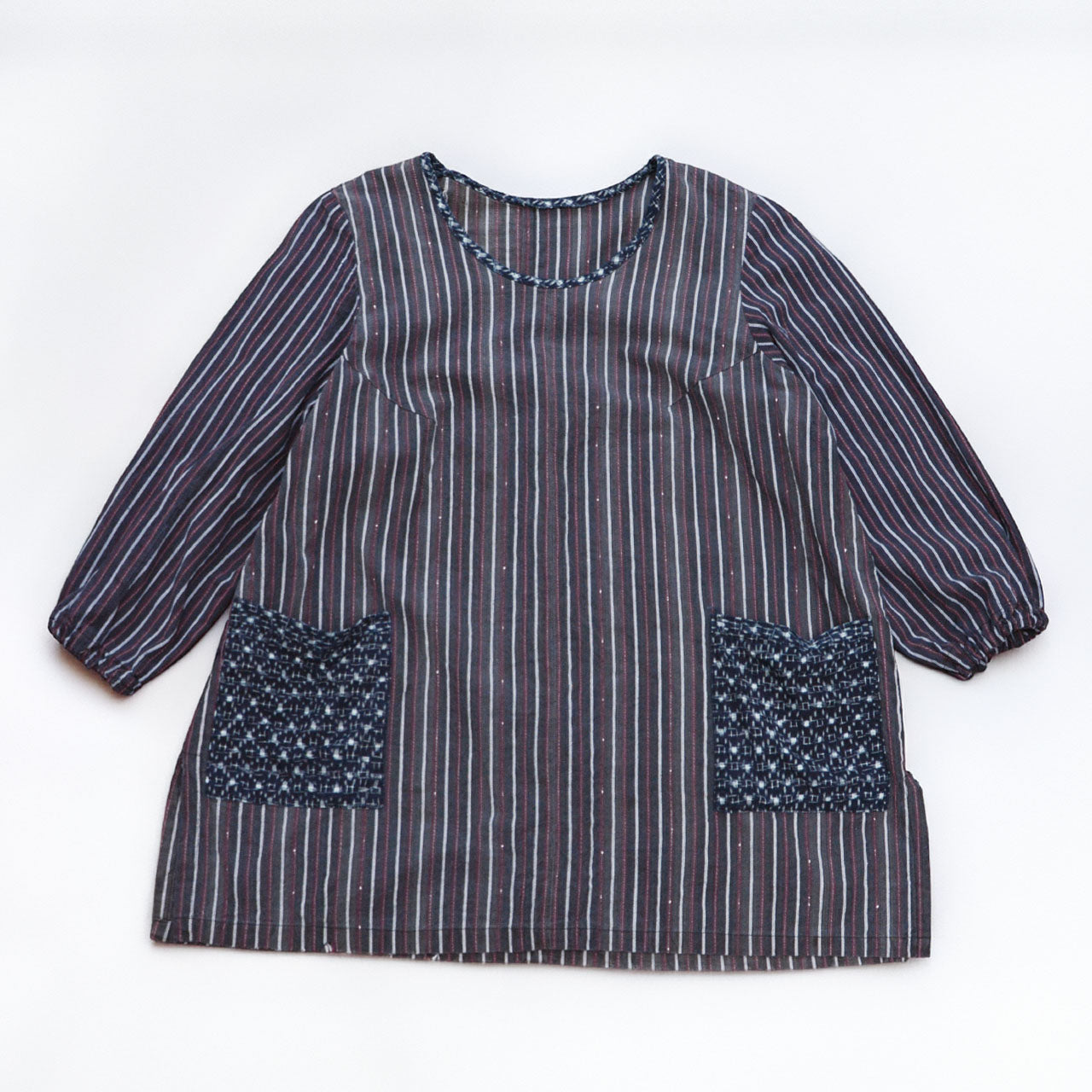 Vintage Japanese Remake Tunic | Stripe Cotton & Indigo Kasuri