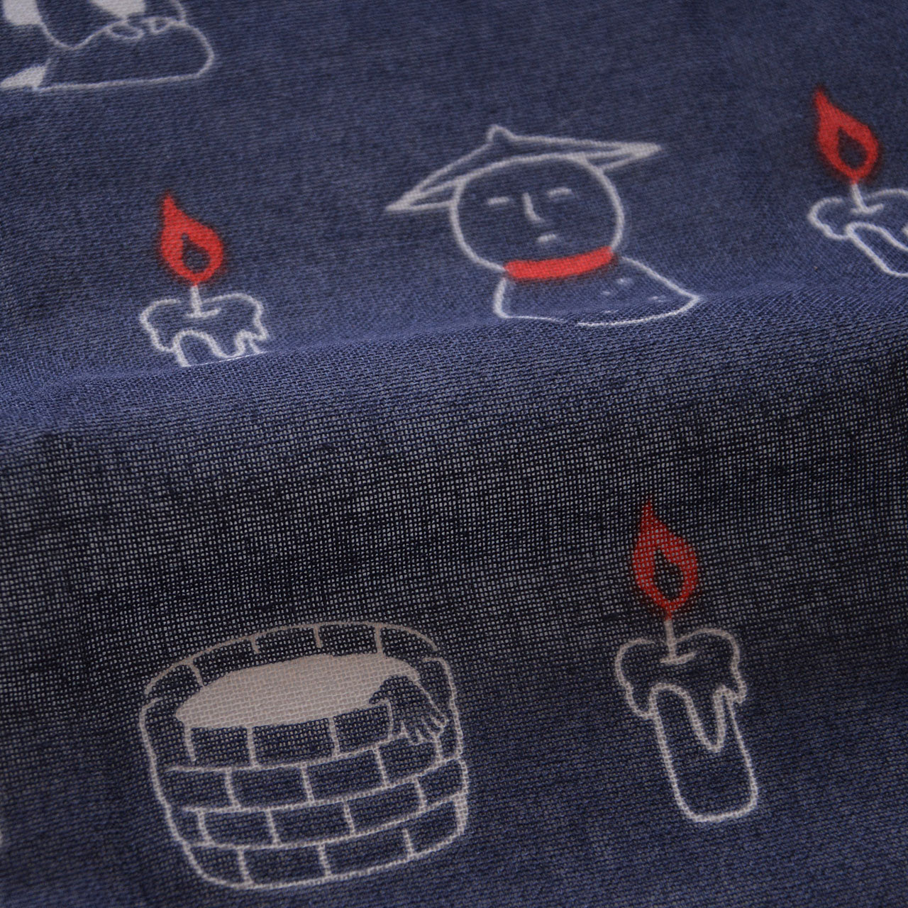 Traditional Tenugui Cloth with Lantern Ghost and Other Yokai