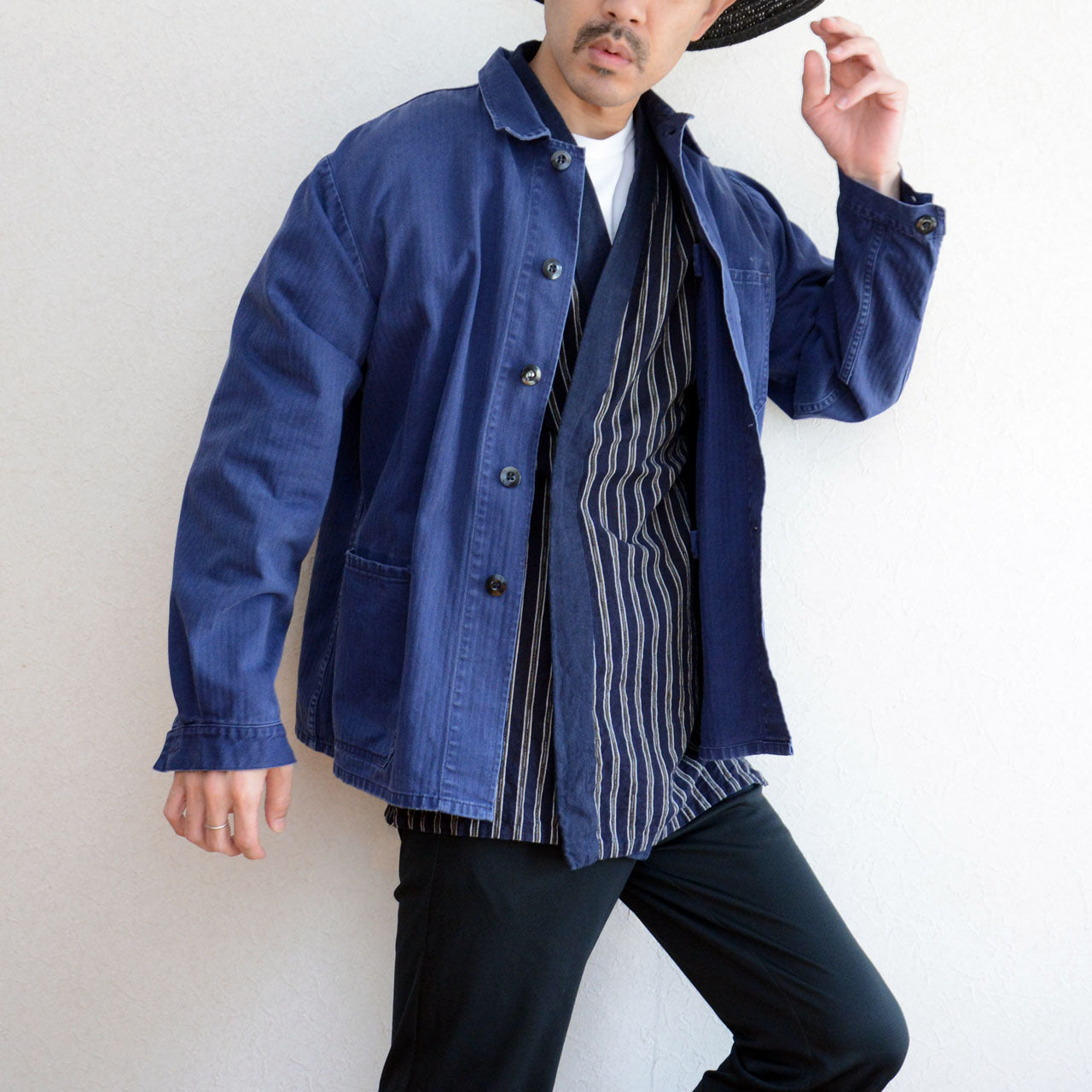 Rare vintage Japanese cotton noragi reimagined as modern fashion.