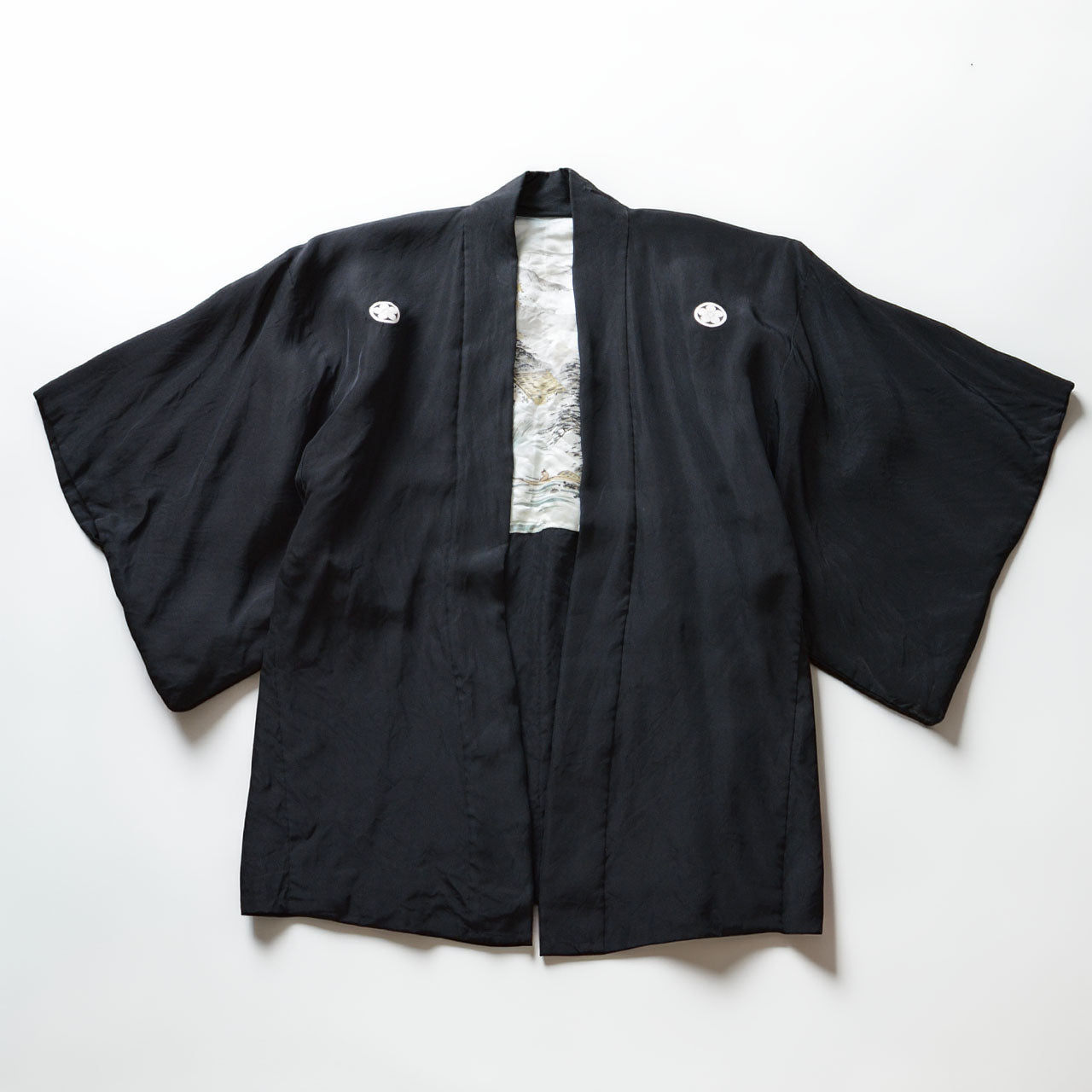 Vintage Kuromontsuki Haori Men's Five-Crest Maru ni Umebachi