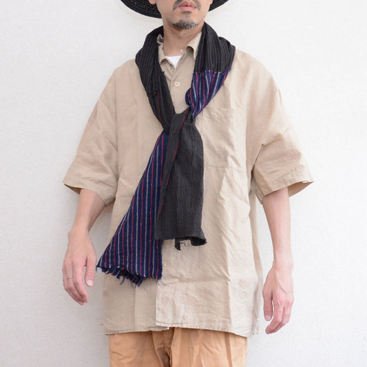 A Cloth That Is Not Finished Yet: Vintage Striped Cotton Patchwork Stole, Hand-Stitched