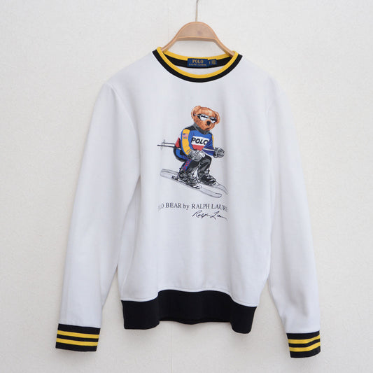 Vintage 1990s Ralph Lauren Polo Bear ski graphic sweatshirt, size S, polyester cotton blend, Japan vintage