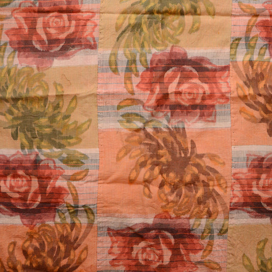 Authentic vintage Japanese floral cotton futon cover from the mid-Showa era. Ideal for boro crafts, sewing, interior decor, and upcycled projects.