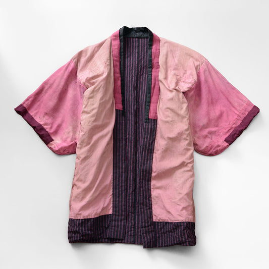 vintage japanese noragi cotton boro faded pink tohoku showa era