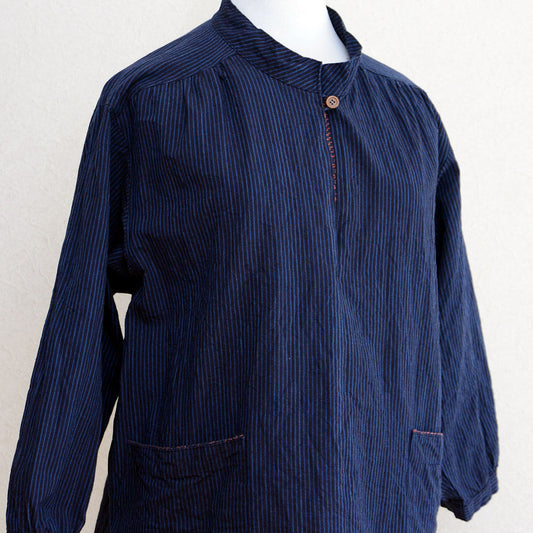 The Subtle Beauty of Handmade Japanese Cotton — A Tezukuri Kiyoko Striped Blouse with Sashiko Detail