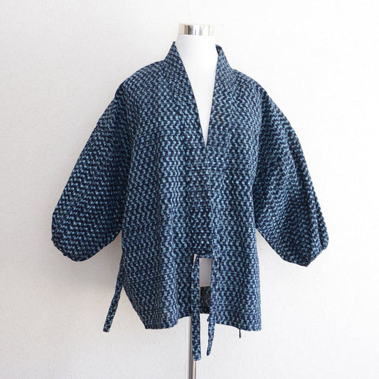 Japanese vintage indigo noragi work coat — Showa era cotton jacket from Tohoku, Japan
