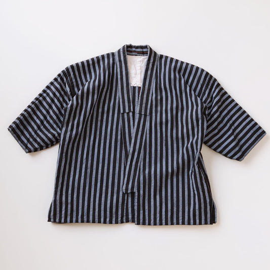 The Short Noragi: Mid-Showa Striped Cotton, Hand-Stitched for Work and Remake