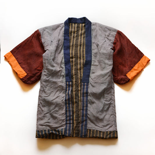 Vintage Japanese noragi jacket, crazy pattern on both outer shell and lining, early Showa era, NAMBA SHOUTEN