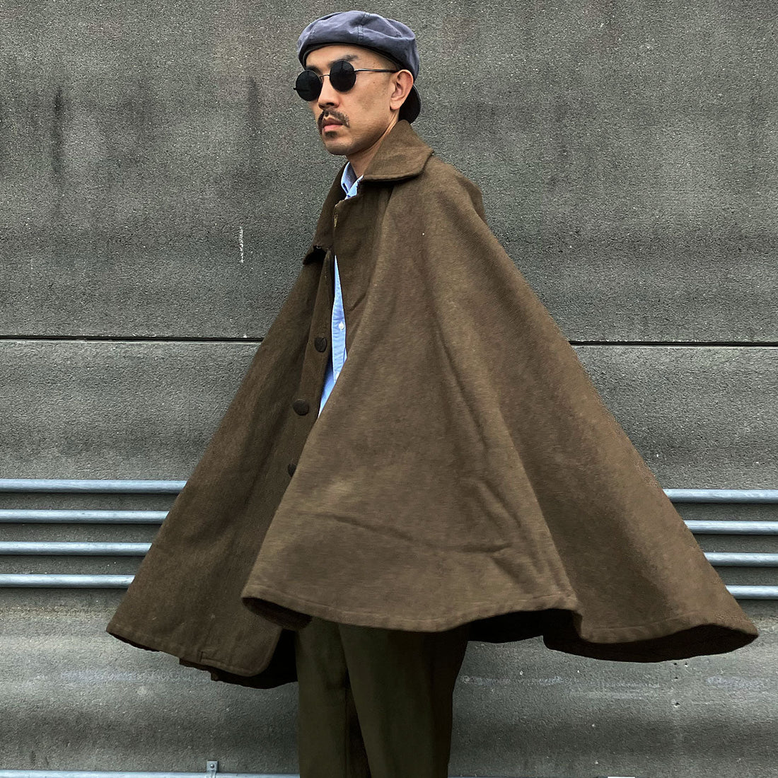 Vintage 1940s Japanese Army NCO Wool Mantle in Olive Drab – Rare Military Outerwear