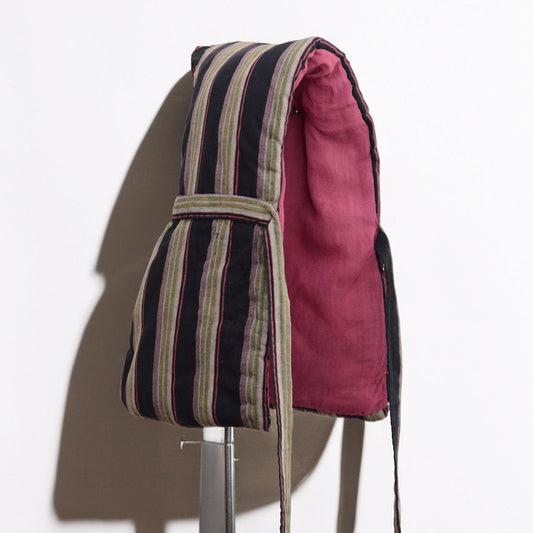 WWII Japanese Zukin – Vintage Striped Cotton Air-Raid Hood for Collectors and DIY Projects