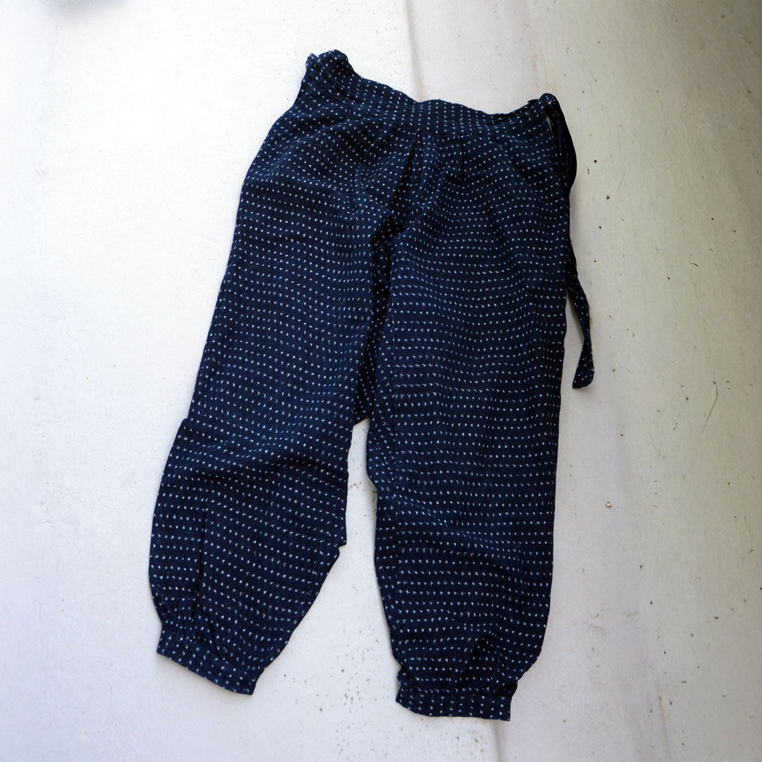 Indigo Kasuri Noragi Monpe Pants – Hand-Sewn Japanese Vintage Workwear