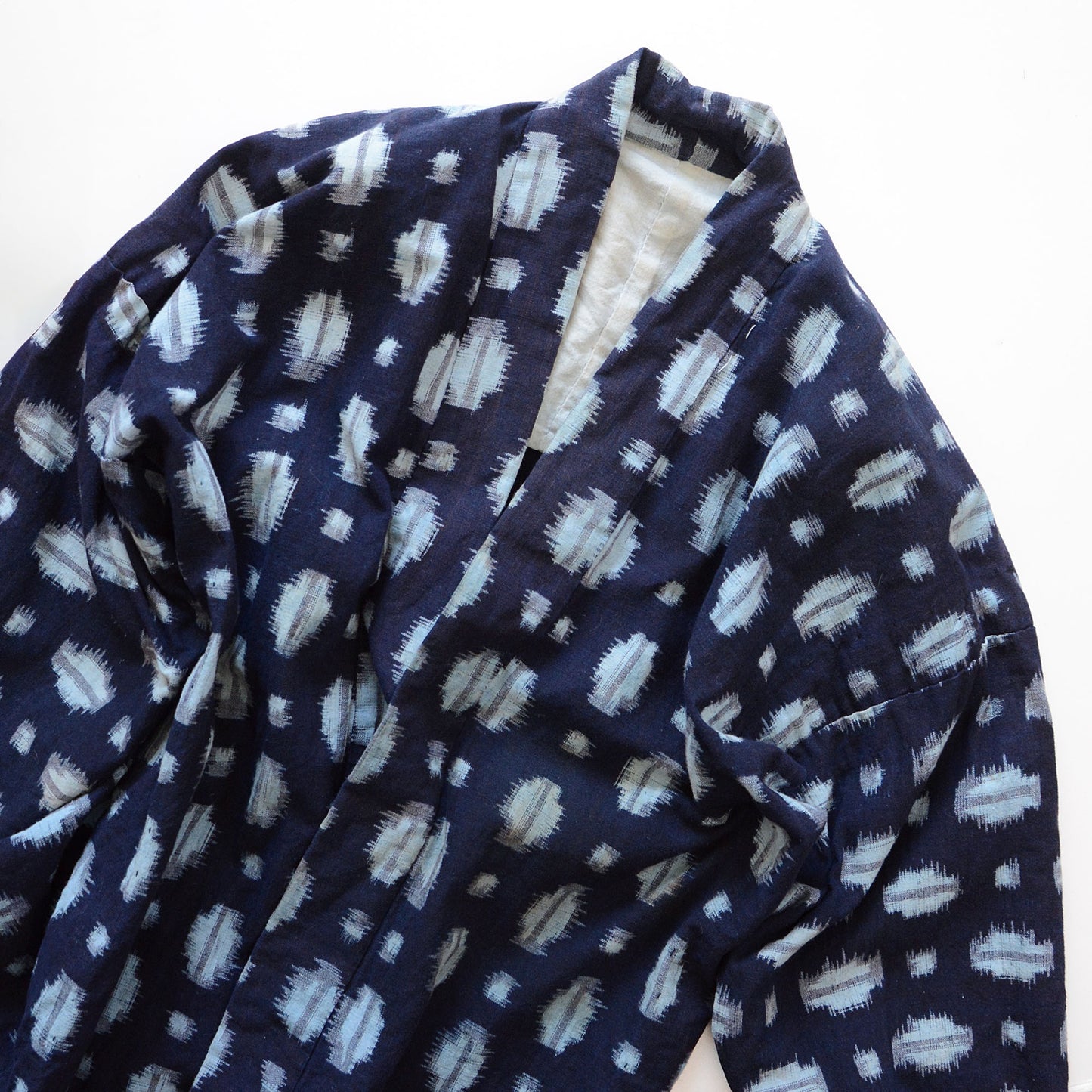 Noragi Jacket Kimono Japanese Fabric Cotton Vintage Indigo Kasuri Pattern