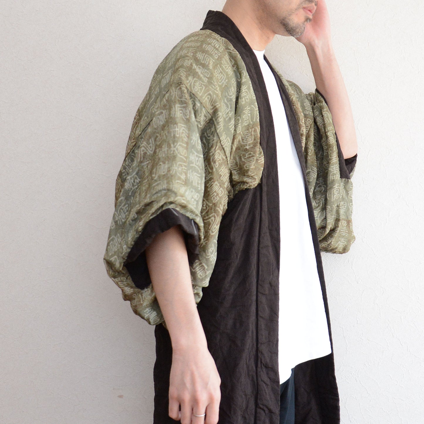 Haori Kimono Japanese Vintage Jacket Chirimen Fabric Uramasari Classical Chinese Lining Montsuki