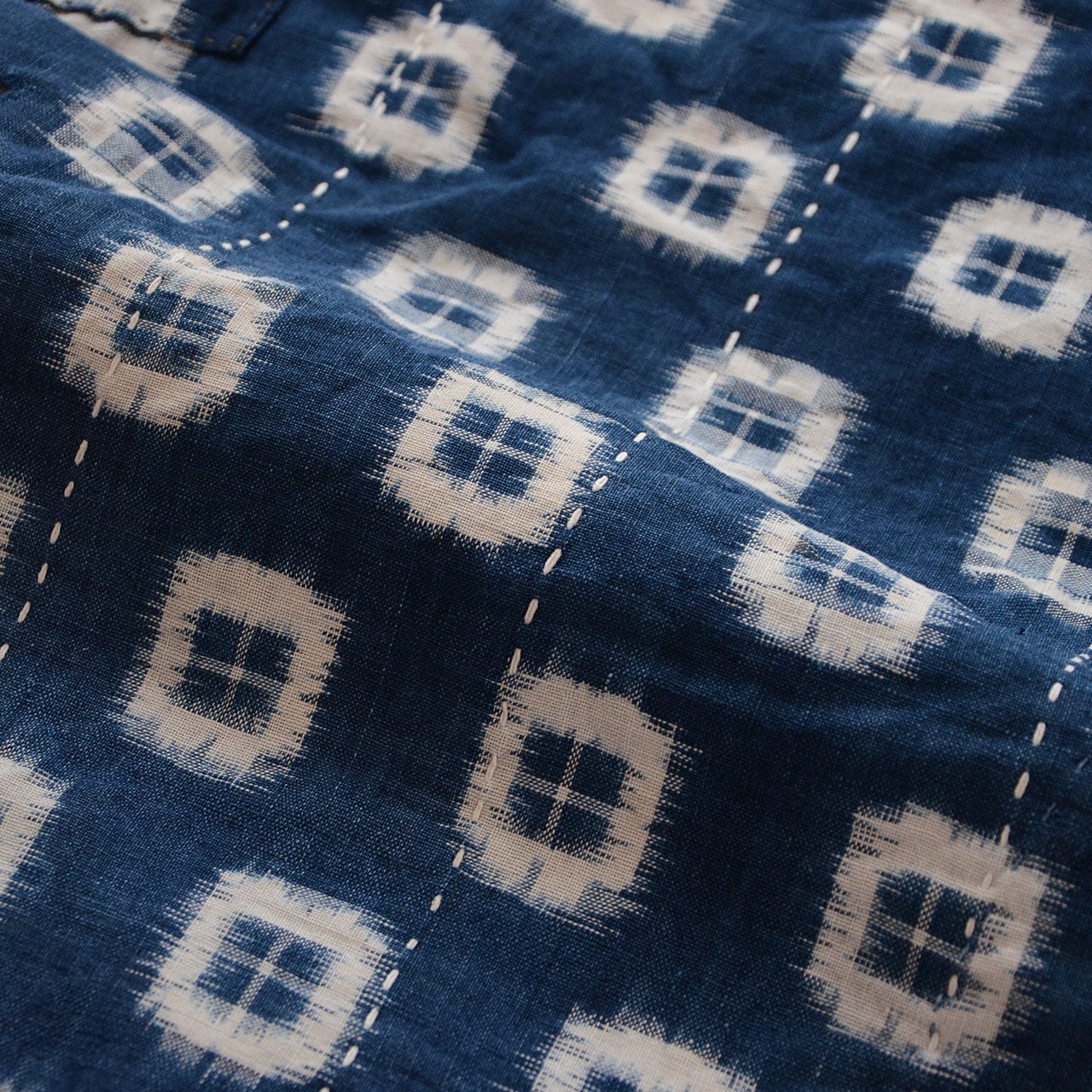 Traditional Japanese fabric showing signs of use and craftsmanship