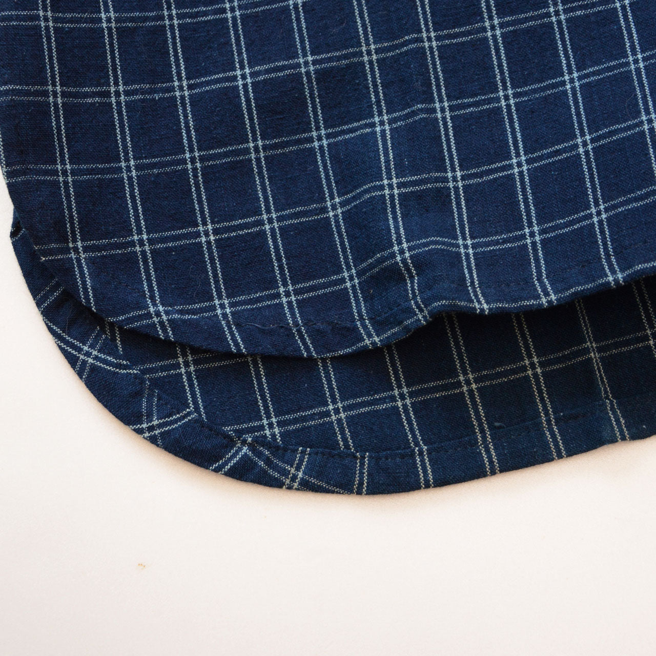 Heirloom-quality hand-sewn indigo check shirt