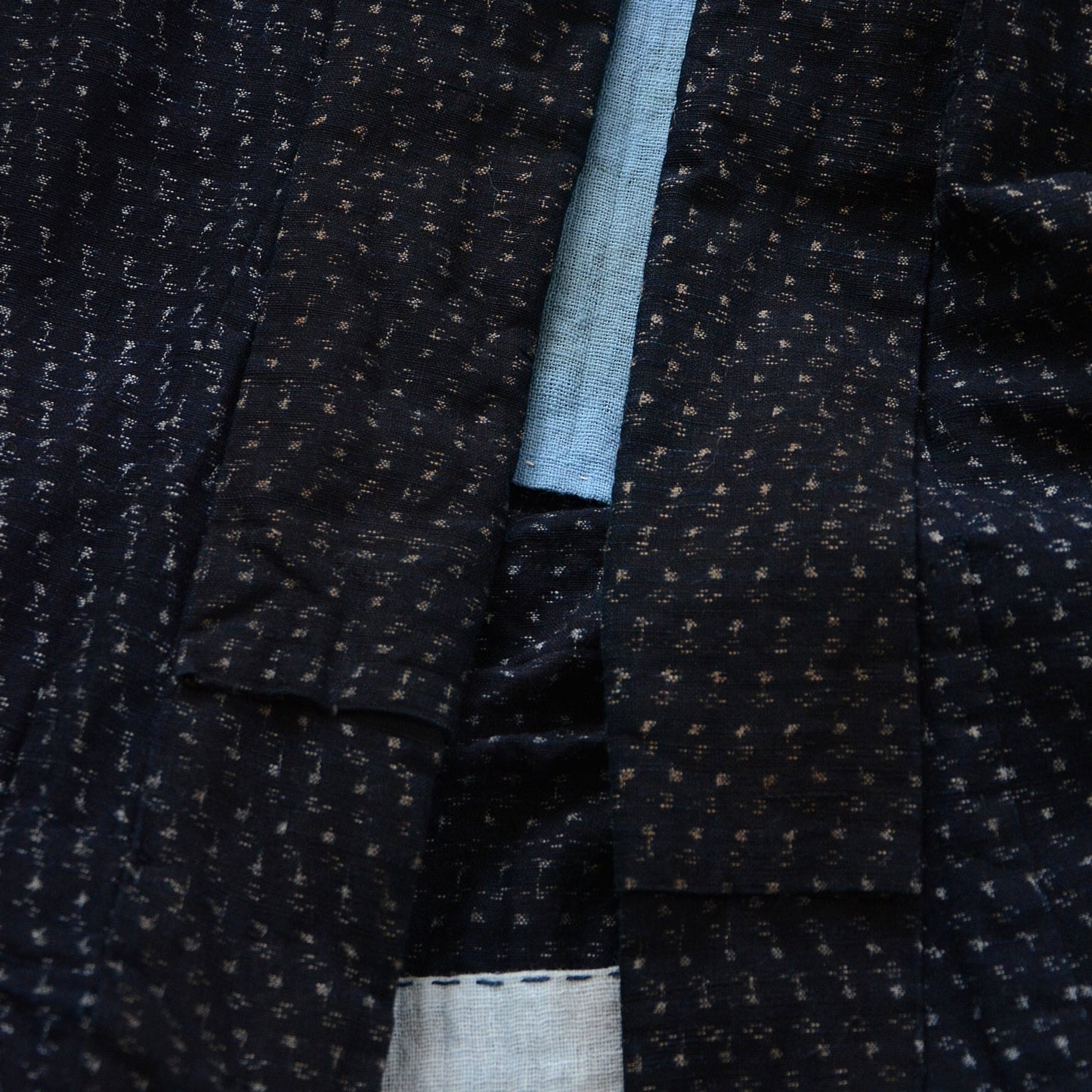 Kasuri Fabric Indigo Kimono Robe Long Cotton Japan Vintage