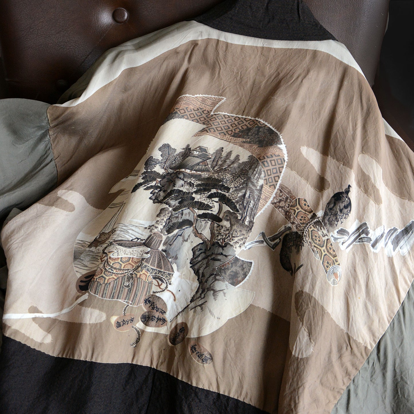 Haori Jacket Men Kimono Japan Vintage Japanease Art Lucky Charm