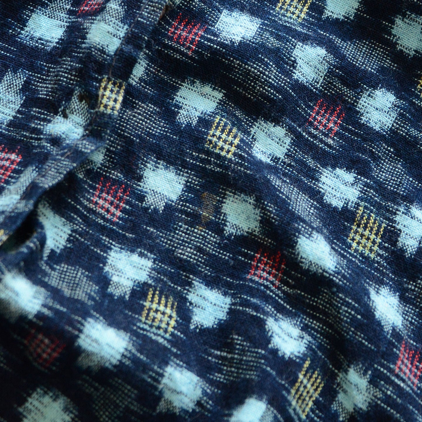 Kasuri Fabric Shirt Cotton Japanese Indigo Aizome Vintage
