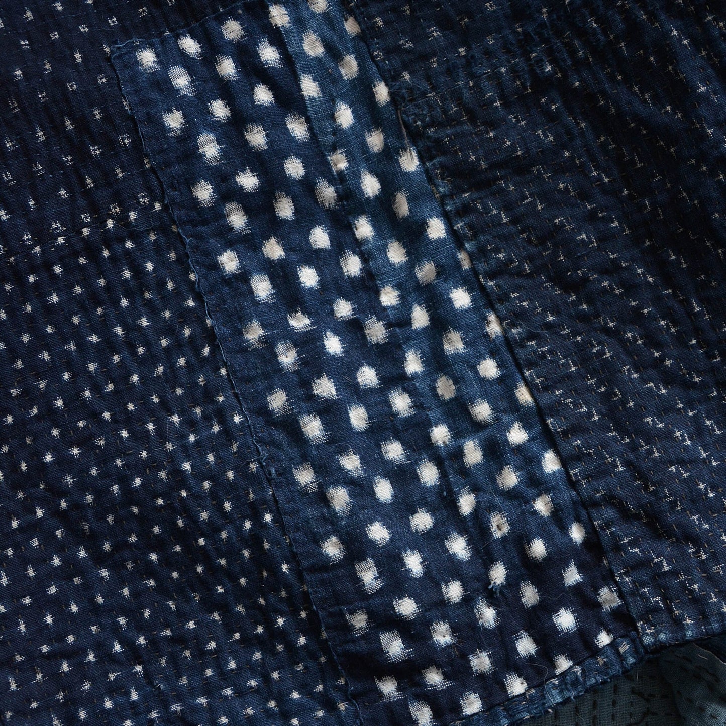 boro sashiko noragi jacket indigo kasuri fabric crazy pattern kimono cotton japan vintage
