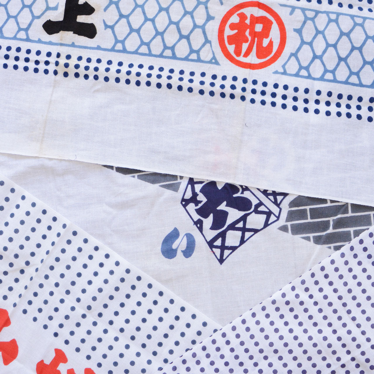 Aged Japanese cotton tenugui with rustic texture