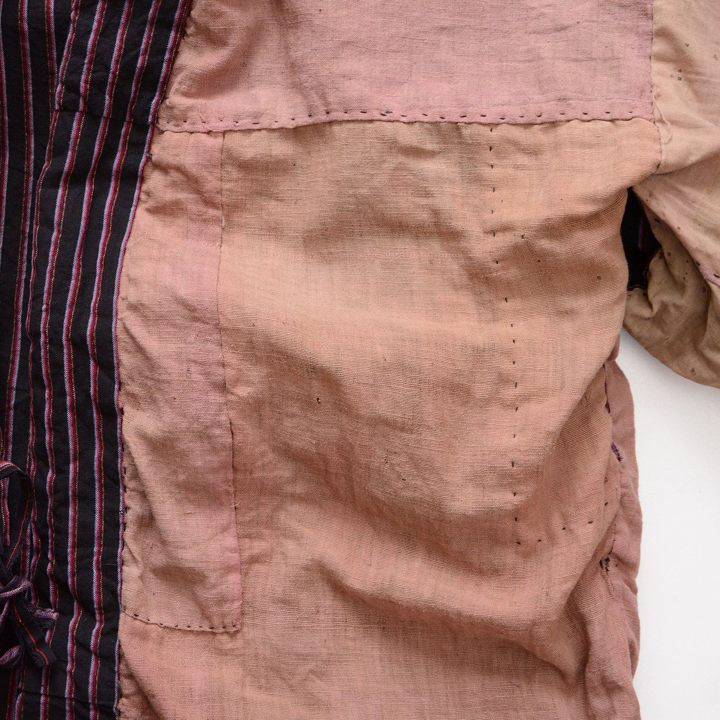 Boro Noragi Antique Kimono Jacket Japanese Fabric Cotton Vintage Stripe Pattern Crazy Patchwork Fade