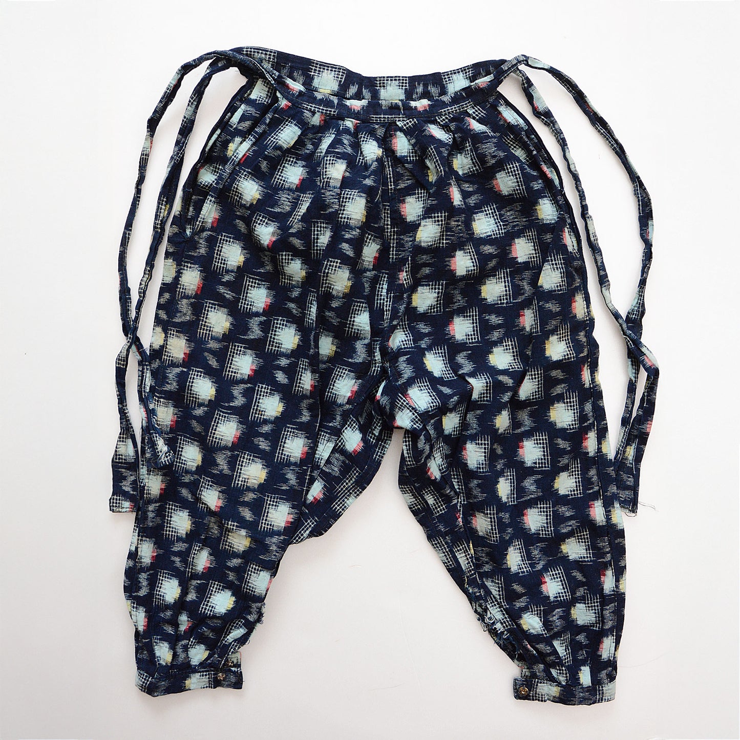 Monpe Pants For Children Kimono Japanese Fabric Vintage Indigo Aizome Kasuri Pattern