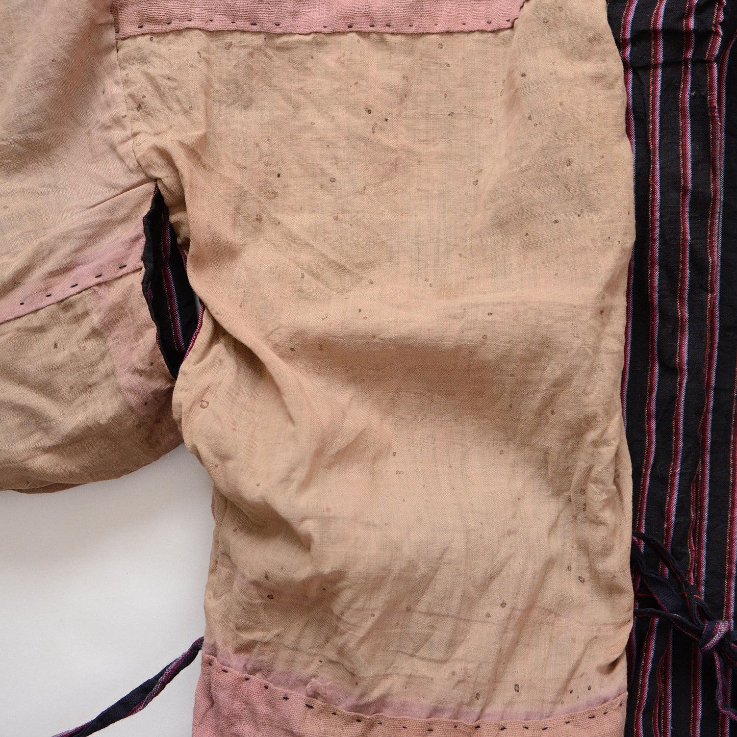 Boro Noragi Antique Kimono Jacket Japanese Fabric Cotton Vintage Stripe Pattern Crazy Patchwork Fade