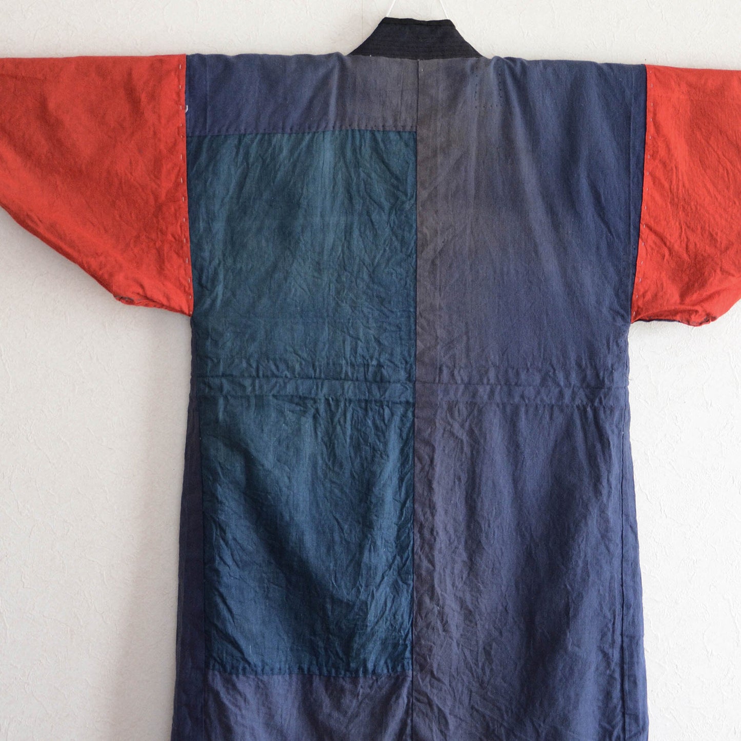 Crazy Patchwork Indigo Kimono Robe Long Japanese Fabric Vintage