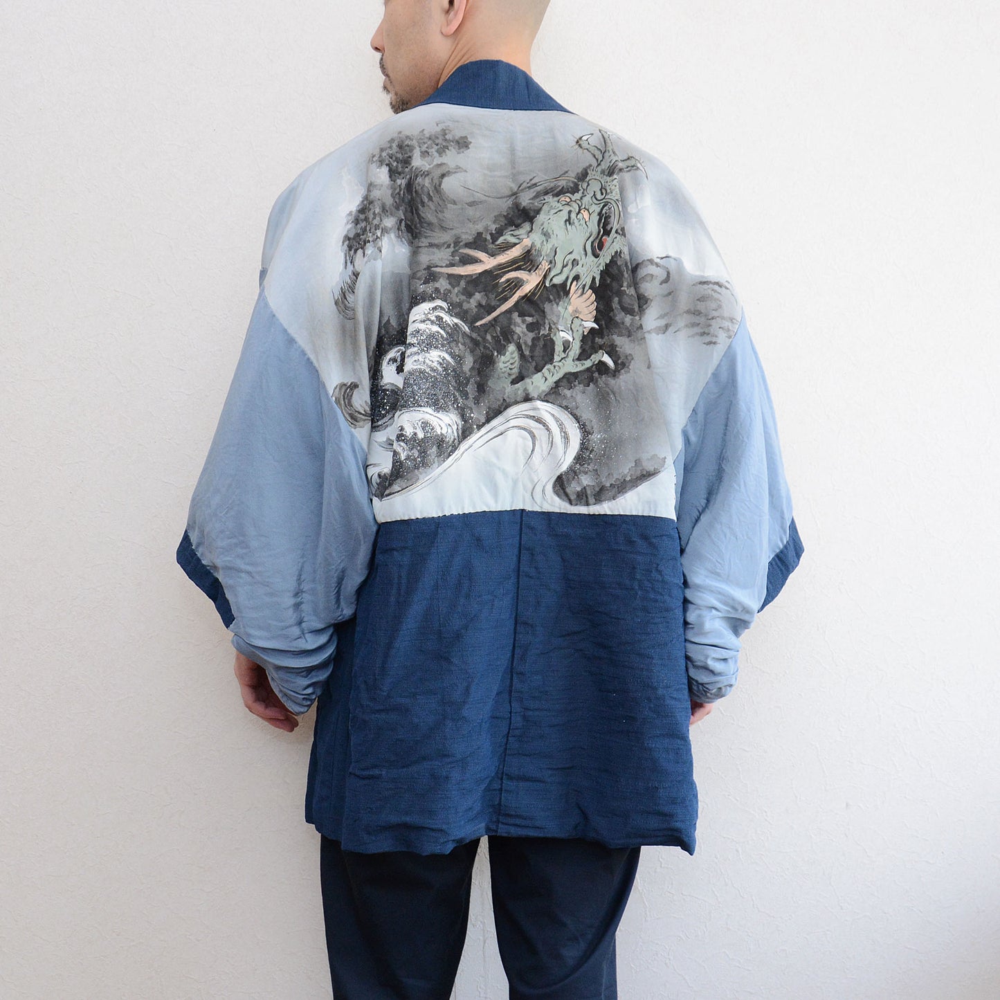 Haori Kimono Japanese For Men Vintage Jacket Dragon Painting