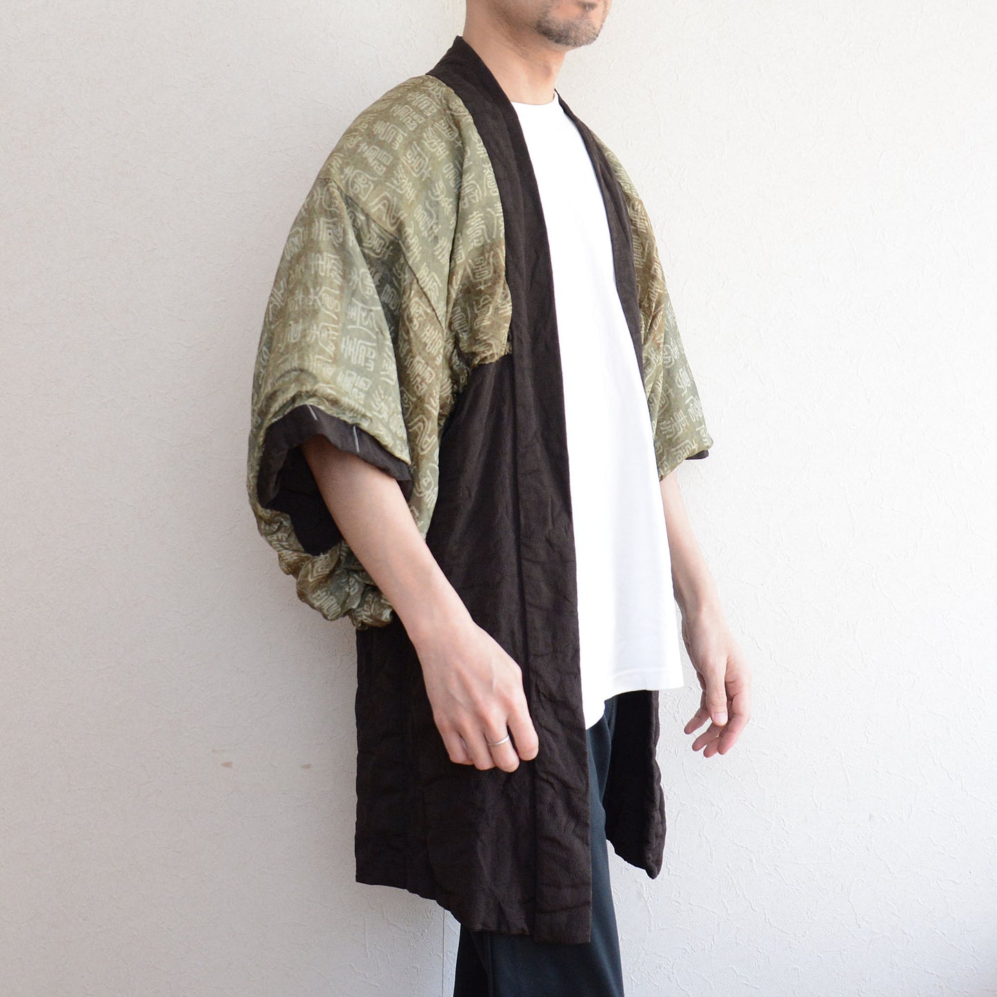 Haori Kimono Japanese Vintage Jacket Chirimen Fabric Uramasari Classical Chinese Lining Montsuki