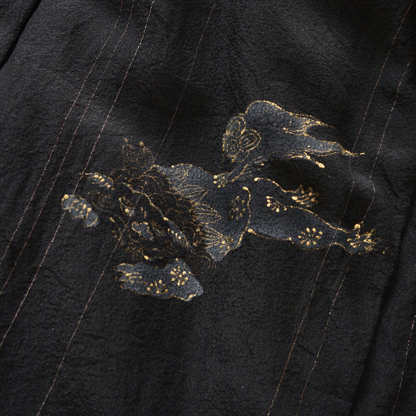 Haori Kimono Japanese Vintage Jacket Black Karashishi Multi Pattern
