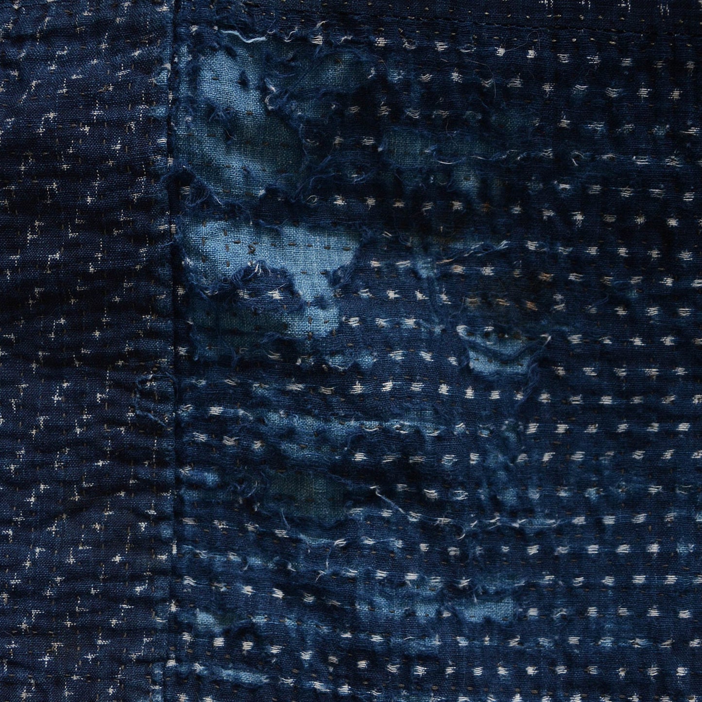 boro sashiko noragi jacket indigo kasuri fabric crazy pattern kimono cotton japan vintage