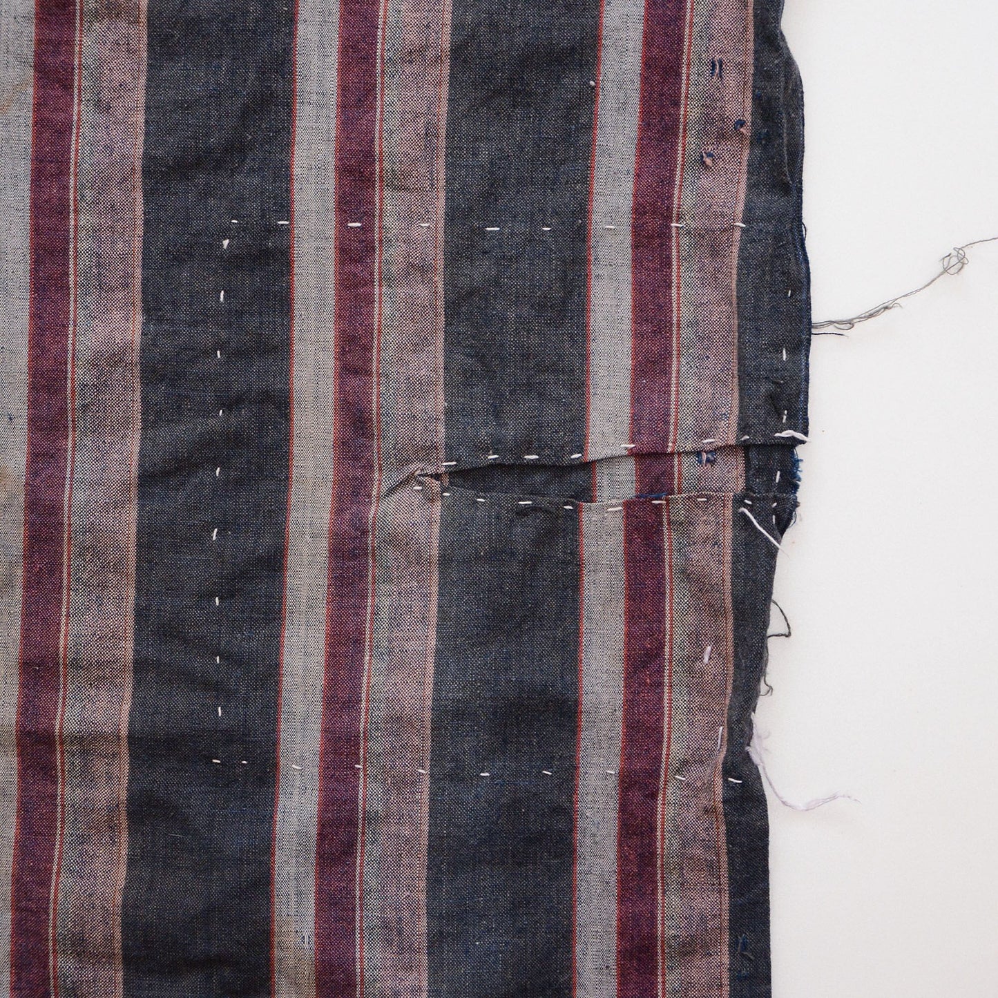 Boro Fabric Japan Vintage Cotton Indigo Stripe Pattern Textile Hand Stitching