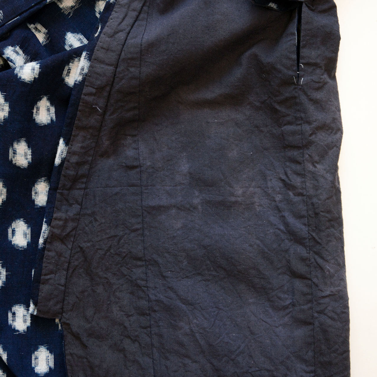 Japanese boro-style vintage indigo kimono textile