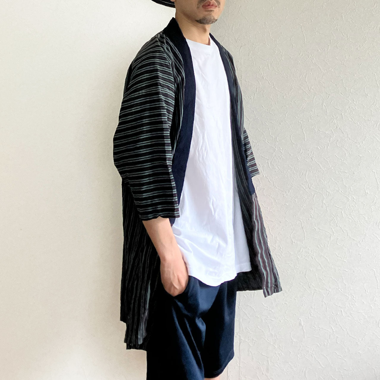 Japanese Noragi Jacket with Handcrafted Tenugui Lining