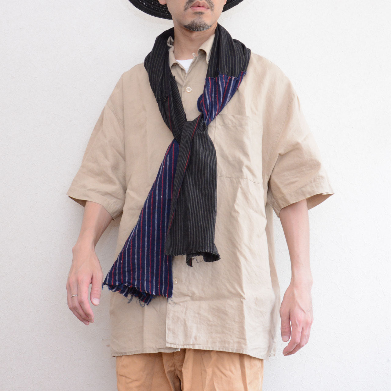 Versatile Japanese patchwork scarf for daily or decorative use