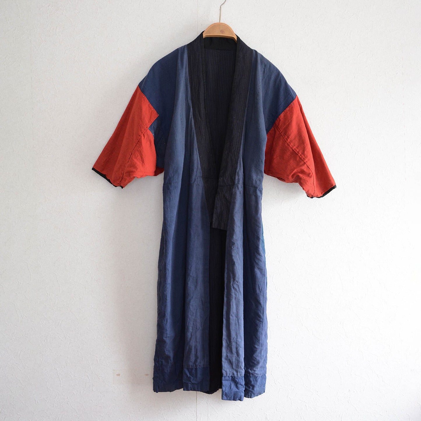 Crazy Patchwork Indigo Kimono Robe Long Japanese Fabric Vintage