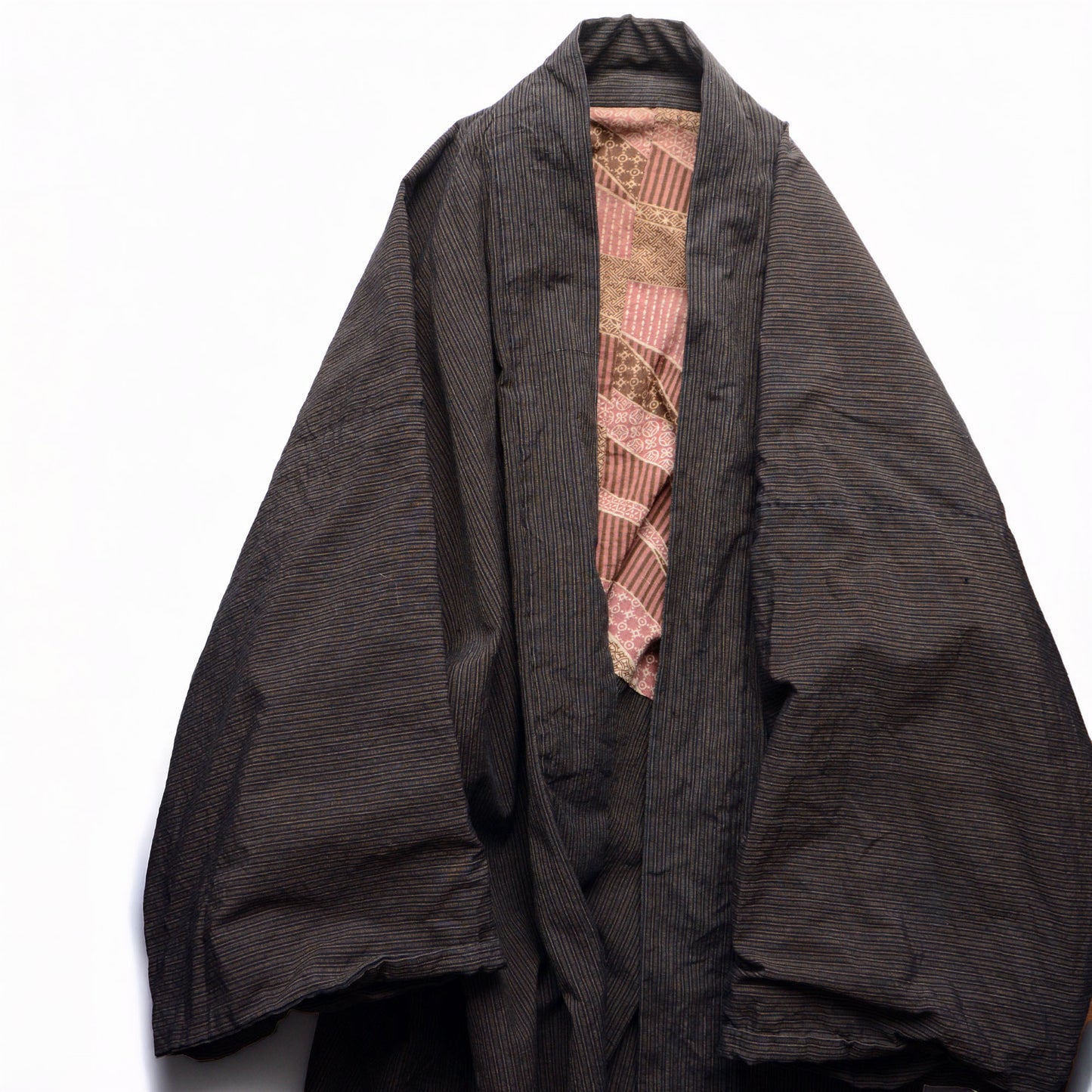 Haori Jacket Men Kimono Japanese Fabric Cotton Vintage Stripe Pattern